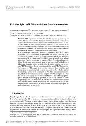 Fullsimlight: ATLAS Standalone Geant4 Simulation