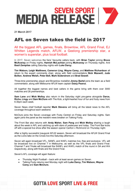 AFL on Seven Takes the Field in 2017