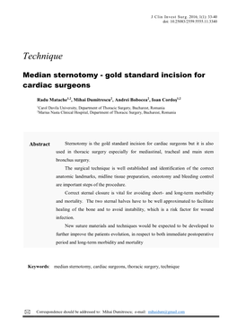 Median Sternotomy - Gold Standard Incision for Cardiac Surgeons