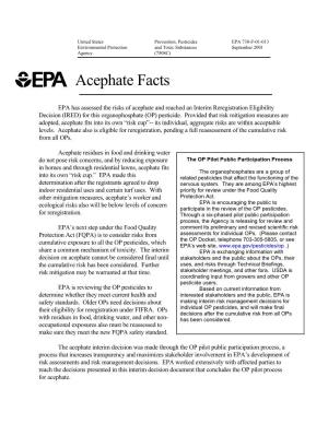 Pesticides EPA 738-F-01-013 Environmental Protection and Toxic Substances September 2001 Agency (7508C)