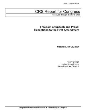 Exceptions to the First Amendment