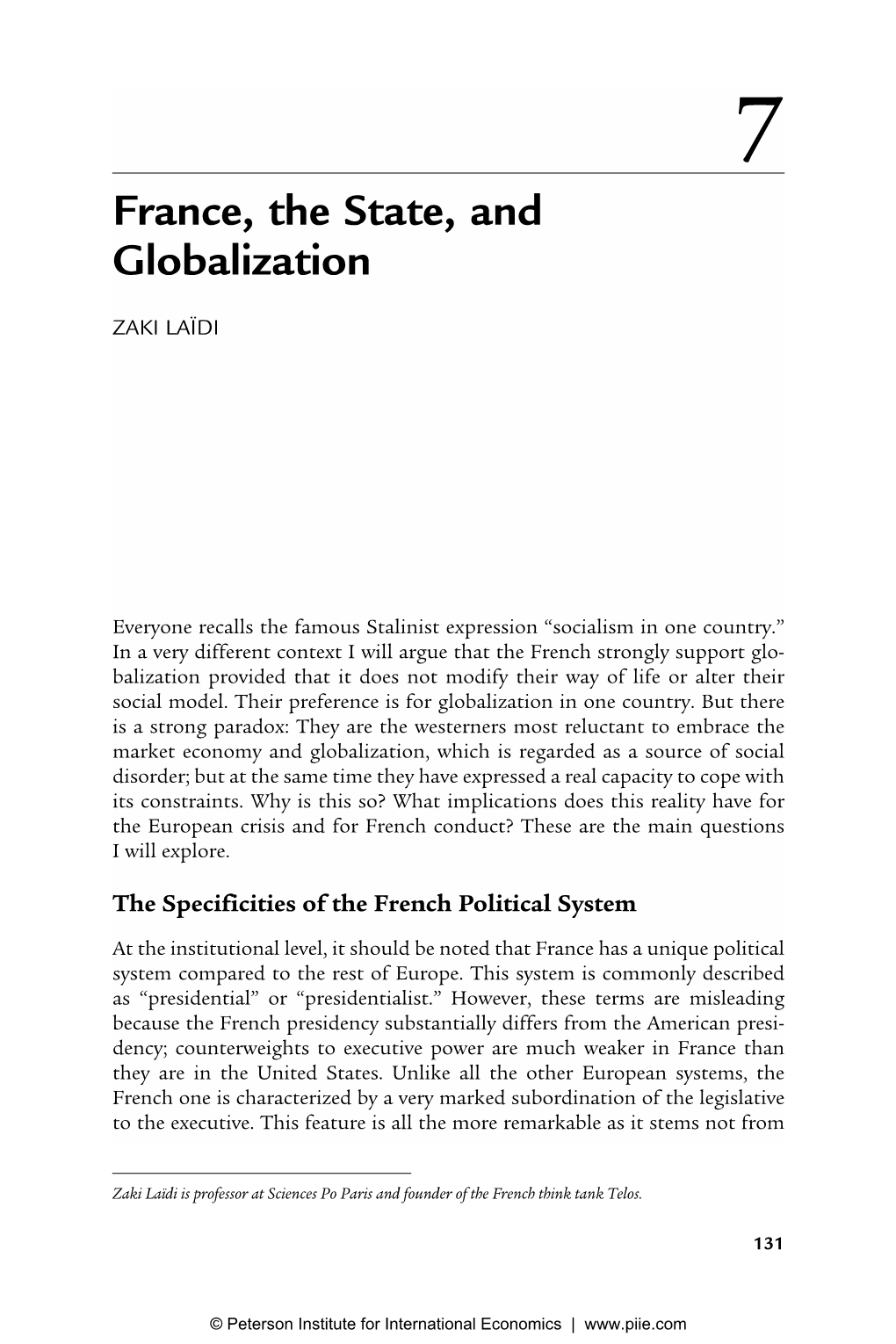 France, the State, and Globalization