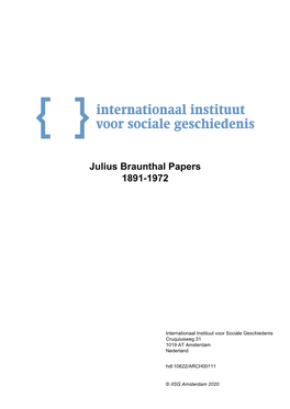 Julius Braunthal Papers 1891-1972