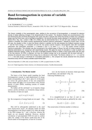 Band Ferromagnetism in Systems of Variable Dimensionality