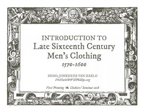 Introduction to Late Sixteenth Century Men's Clothing