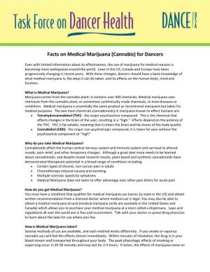 Facts on Medical Marijuana (Cannabis) for Dancers