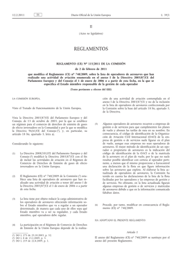Reglamento (UE) No 115/2011 De La Comisión De 2 De Febrero De 2011