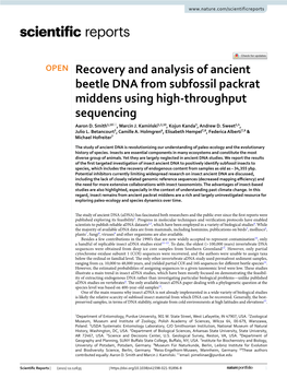 Recovery and Analysis of Ancient Beetle DNA from Subfossil Packrat Middens Using High‑Throughput Sequencing Aaron D