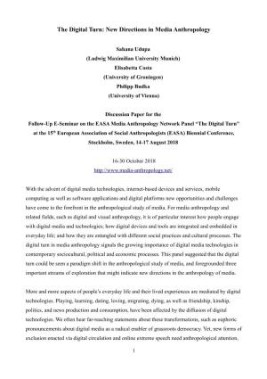 The Digital Turn: New Directions in Media Anthropology