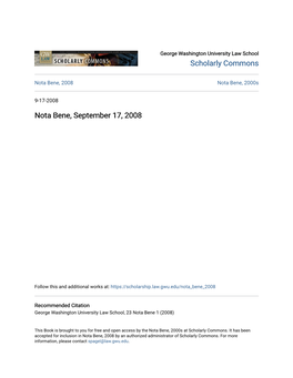 Nota Bene, September 17, 2008