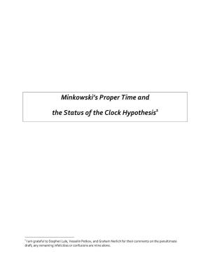 Minkowski's Proper Time and the Status of the Clock Hypothesis