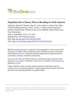 Population Size of Snowy Plovers Breeding in North America Author(S): Susan M