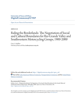 Riding the Borderlands: the Negotiation of Social and Cultural