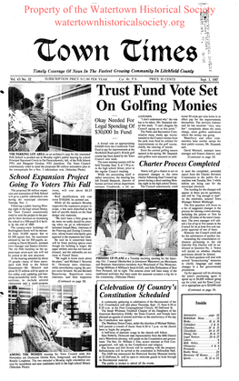 Trust Fund Vote Set on Golfing Monies Comfortable
