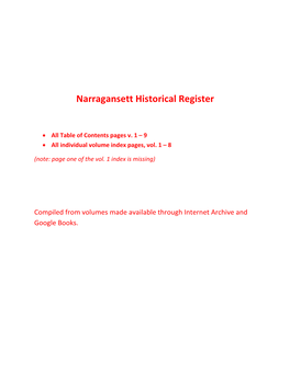 Narragansett Historical Register