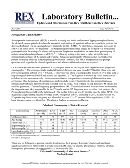 Laboratory Bulletin... Updates and Information from Rex Healthcare and Rex Outreach