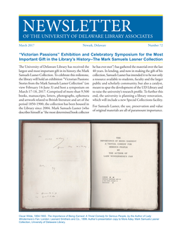 Newsletter of the University of Delaware Library Associates