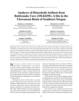 (35LK1295), a Site in the Chewaucan Basin of Southeast Oregon