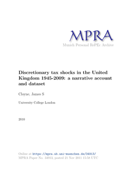 Discretionary Tax Shocks in the United Kingdom 1945-2009: a Narrative Account and Dataset