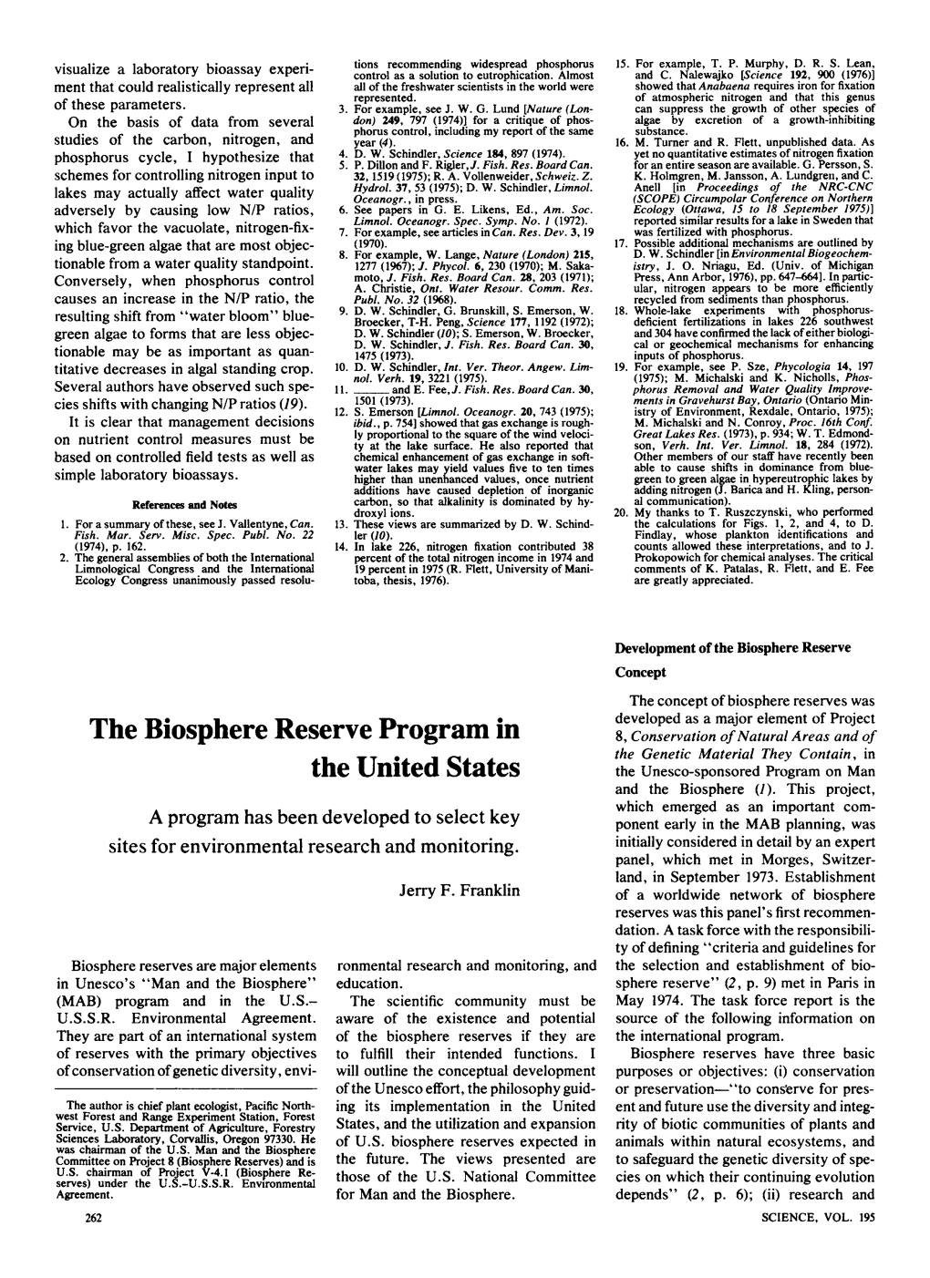 The Biosphere Reserve Program in the United States