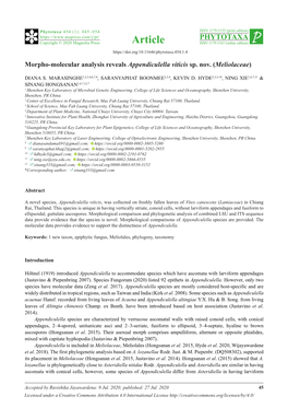 Morpho-Molecular Analysis Reveals Appendiculella Viticis Sp. Nov. (Meliolaceae)