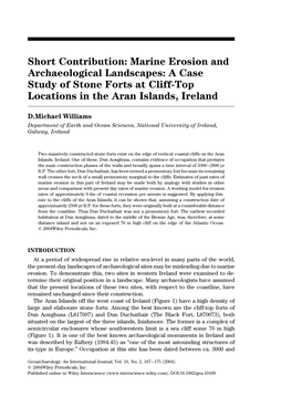 A Case Study of Stone Forts at Cliff-Top Locations in the Aran Islands, Ireland