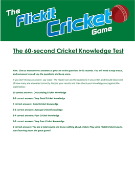 The 60-Second Cricket Knowledge Test