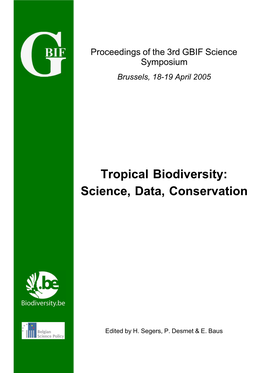 Proceedings of the 3Rd GBIF Science Symposium Brussels, 18-19 April 2005