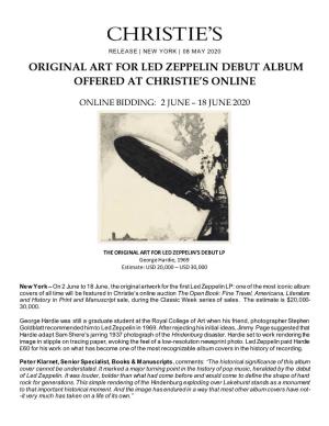Original Art for Led Zeppelin Debut Album Offered at Christie’S Online