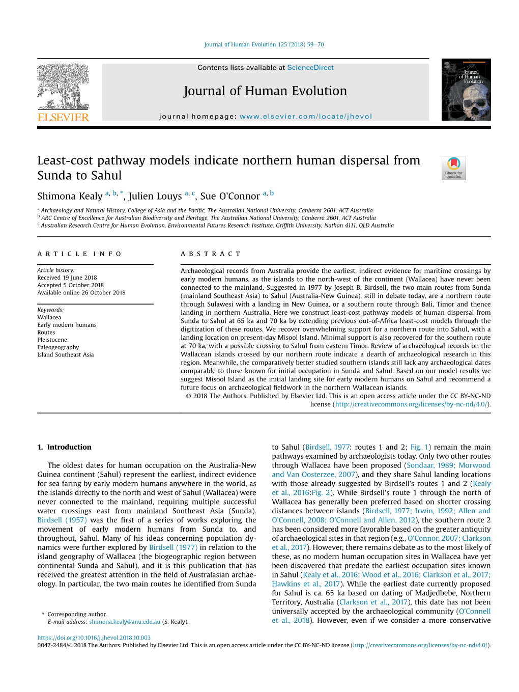 Least-Cost Pathway Models Indicate Northern Human Dispersal from Sunda to Sahul