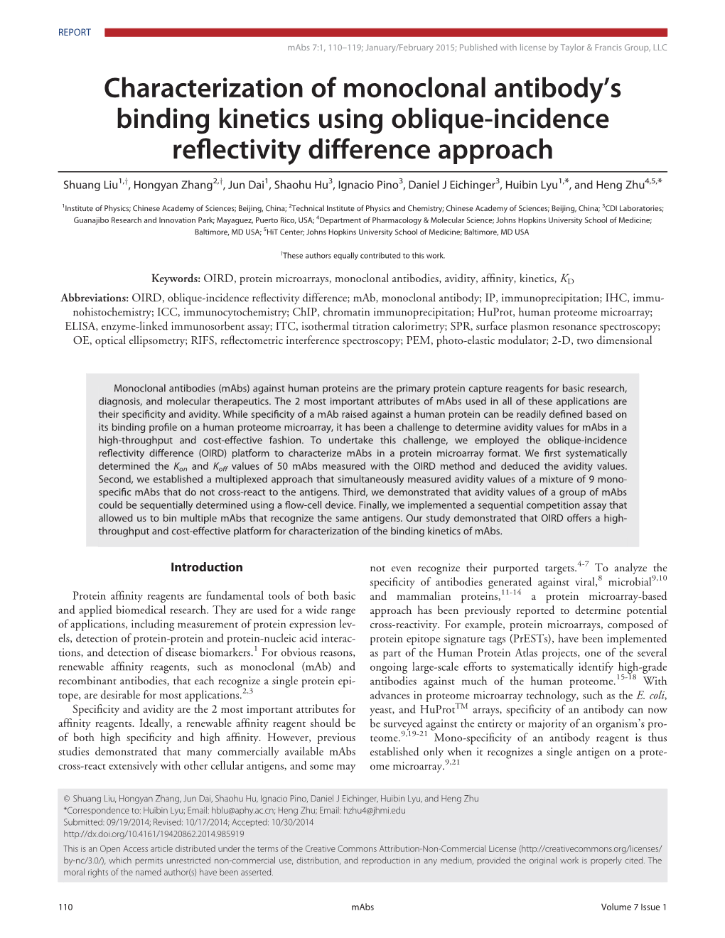 Characterization of Monoclonal Antibody's Binding Kinetics Using