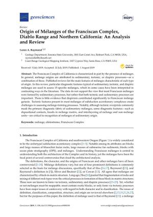 Origin of Mélanges of the Franciscan Complex, Diablo Range and Northern California: an Analysis and Review