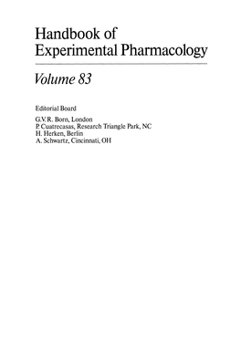 Handbook of Experimental Pharmacology Volume 83