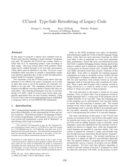 Ccured Type-Safe Retrofitting of Legacy Code