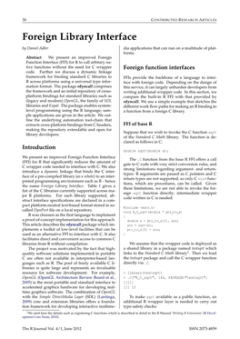 Foreign Library Interface by Daniel Adler Dia Applications That Can Run on a Multitude of Plat- Forms