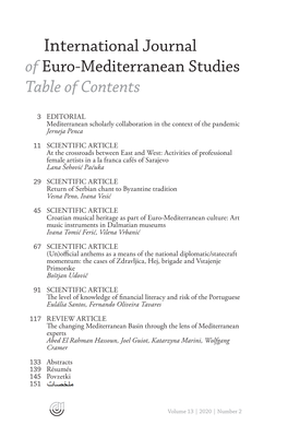 Of Euro-Mediterranean Studies Table of Contents