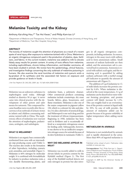 Melamine Toxicity and the Kidney