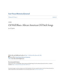 African American Oil Patch Songs Joe W