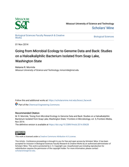 Going from Microbial Ecology to Genome Data and Back: Studies on a Haloalkaliphilic Bacterium Isolated from Soap Lake, Washington State