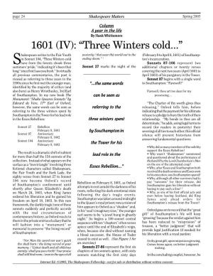 1601 (IV): “Three Winters Cold...”
