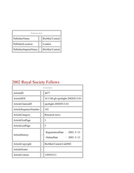 2002 Royal Society Fellows