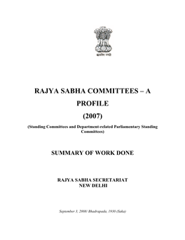 Rajya Sabha Committees – a Profile (2007)