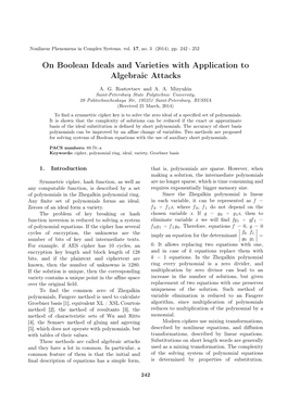 On Boolean Ideals and Varieties with Application to Algebraic Attacks