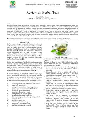 Review on Herbal Teas
