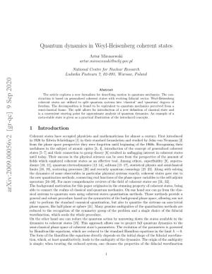 Quantum Dynamics in Weyl-Heisenberg Coherent States