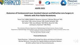 ASCRS 2021 Outcomes of Femtosecond Laser-Assisted