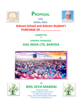 PROPOSAL for RURAL AREA Ashram School and Ashram Student’S PURCHASE of ……………………