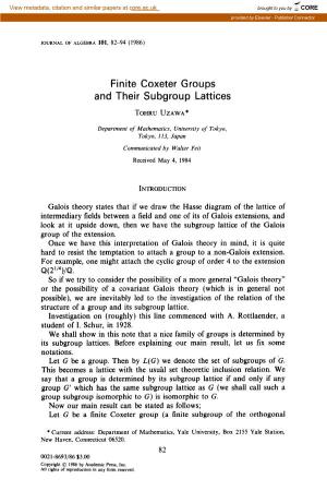 Finite Coxeter Groups and Their Subgroup Lattices