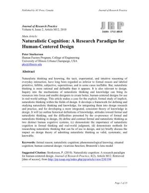 Naturalistic Cognition: a Research Paradigm for Human-Centered Design