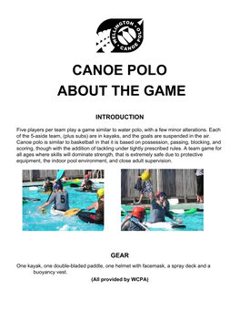 Canoe Polo About the Game